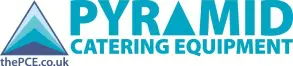 Pyramid Catering Equipment logo with a pyramid graphic. Text includes "thePCE.co.uk" at the bottom left.